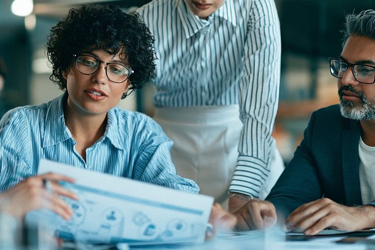 A team reviewing a benefits plan
