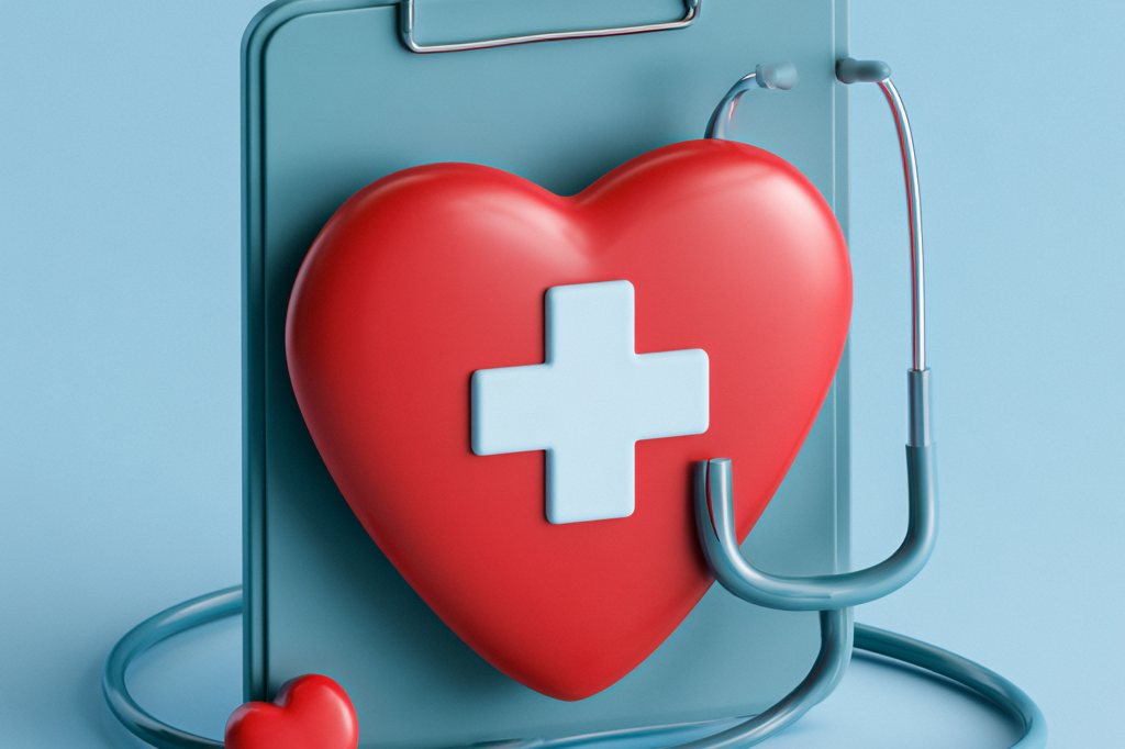 Health insurance illustration with a heart and stethoscope